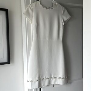 Club Monaco white scalloped neck dress